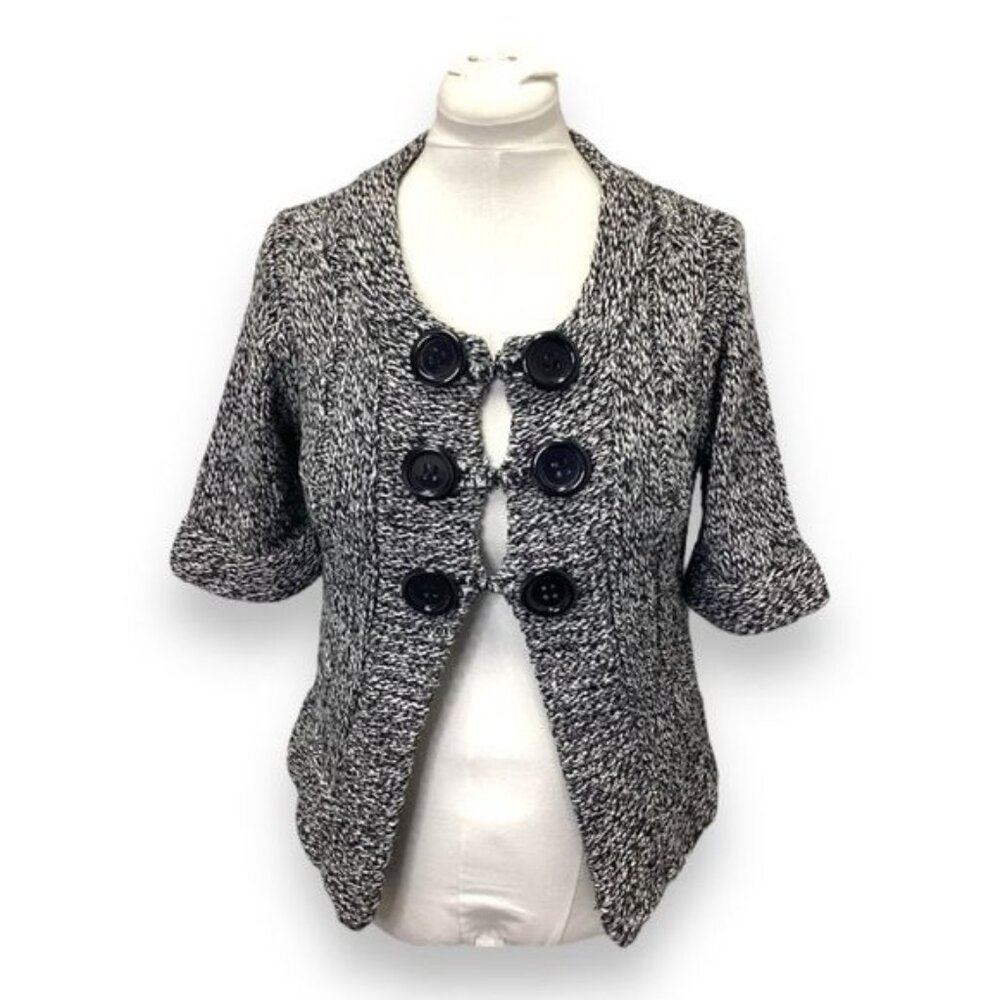 Dressbarn Women’s Short Sleeve Retro Button Front Cardigan Sweater, size M